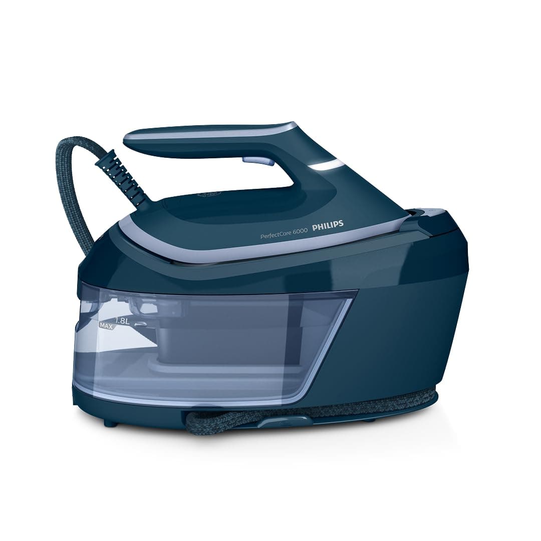 Philips PerfectCare Serie 6000 Centro de planchado, Vapor Potente, Garantía Sin Quemaduras, Diseño Compacto, Depósito de Agua Extraíble de 1.8L, Suela SteamGlide Plus (PSG6023/20)
