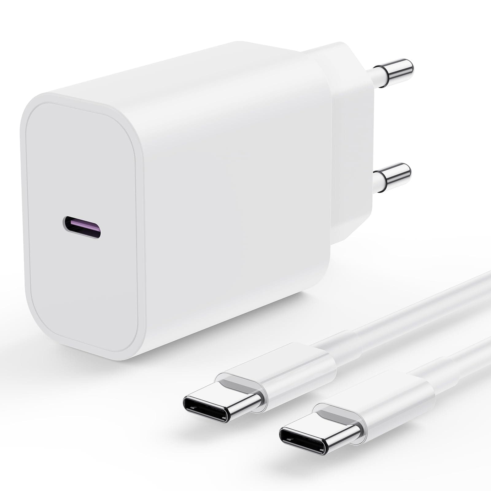 Chargeur Rapide iPhone 17 16 Pro, Chargeur iPhone USB C 20W avec 2M USB C Câble pour Apple iPhone 17 Pro Max/17 Air/16 Plus/15/iPad/Mini/Samsung, Type C 2m Cable Adaptateur Secteur Mural Alimentation
