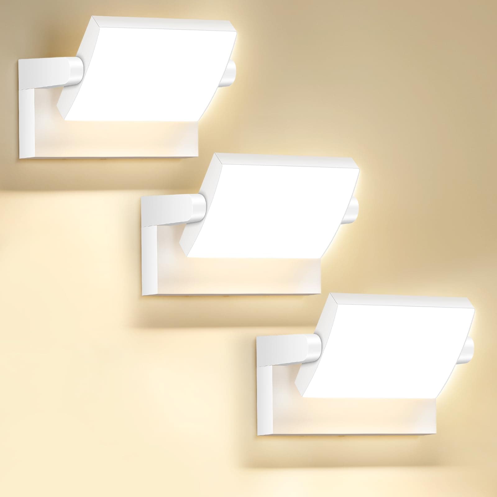 GXXG 3 Piezas 40W Lámpara de Pared 4000LM Rotación Foco LED Exterior Bianco Caldo 3000K Aplique Pared Exterior Interior IP65 Impermeable