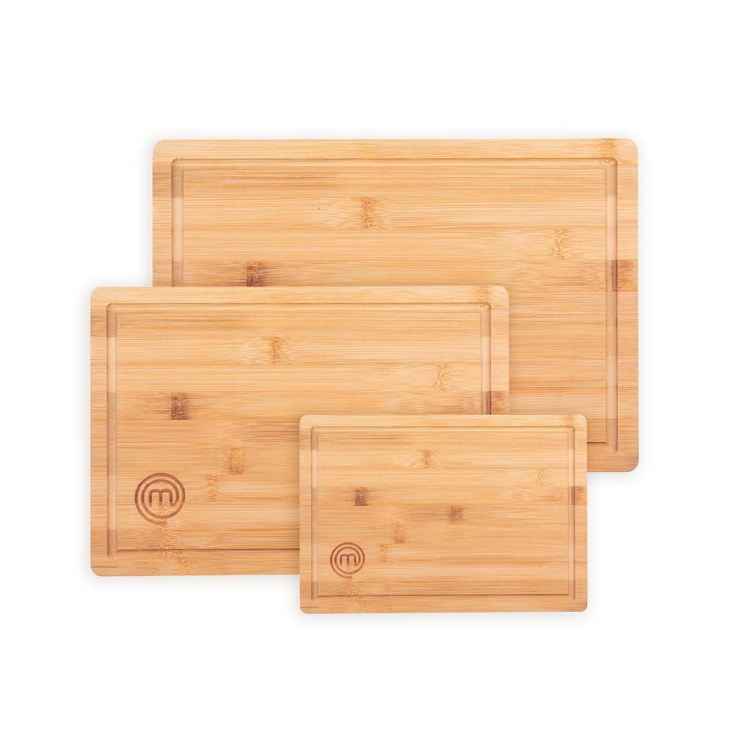 MasterChef Taglieri Legno, Set Tagliere Cucina in Bamboo, Grande, Medio y Piccolo, Antibatterico, Accessori Cucina alta Qualita Perfetto per Pane, Salami, Aperitivo e Impastare