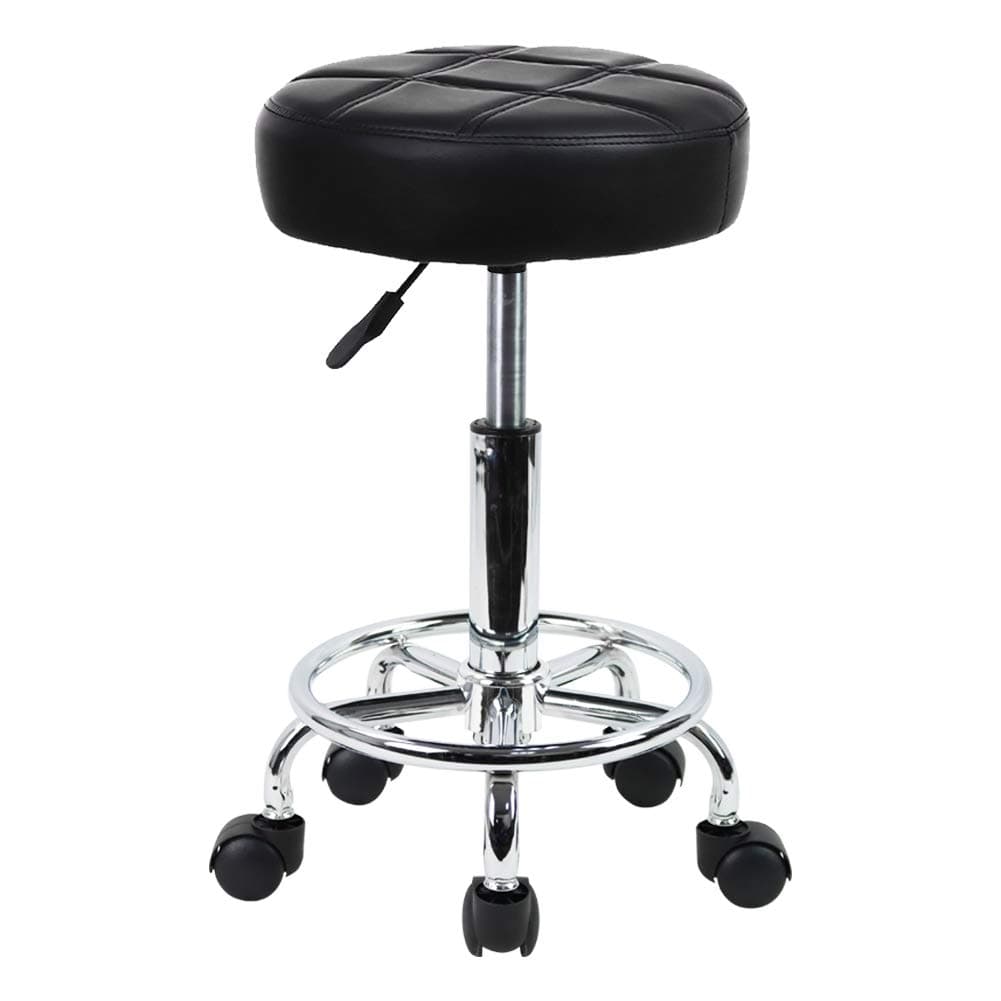 KKTONER Sgabello Girevole con Ruote 360° altezza regolabile Nero | Sgabello estetista Sgabello salone Sgabello ufficio Sgabello parrucchiere