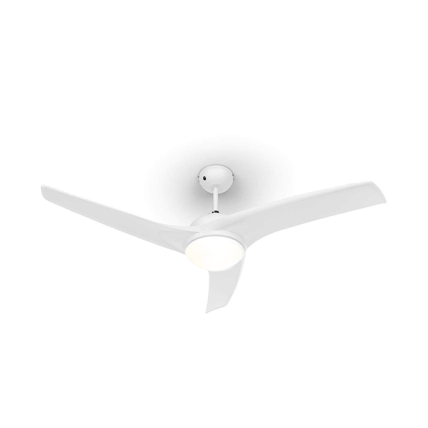 KLARSTEIN Figo - Ventilateur de Plafond, 3 pâles de 52 cm de diamètre, 3 Vitesses, 2 Sens de Rotation, Télécommande fournie, Lampe avec Abat-Jour en Verre - Blanc