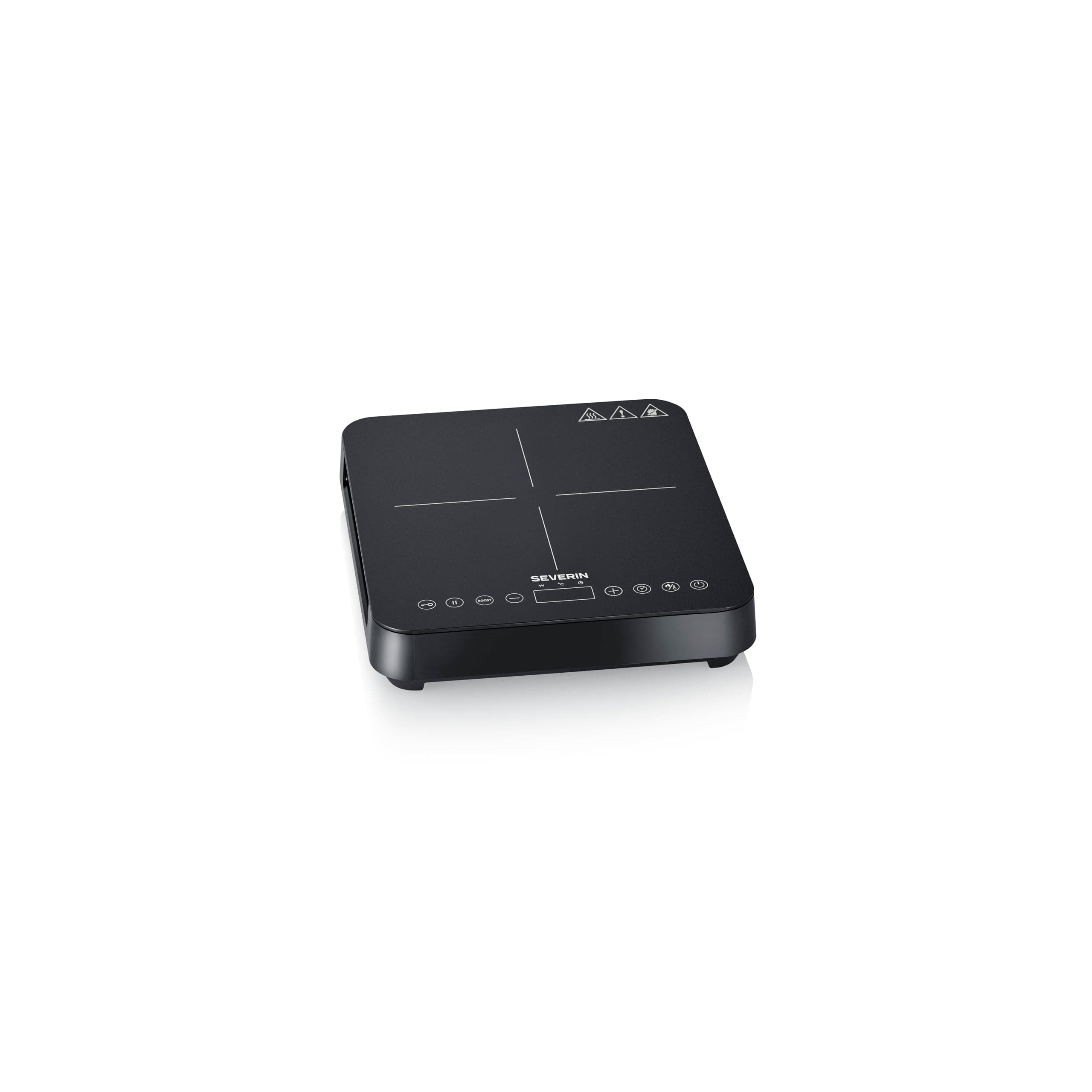SEVERIN Plaque de cuisson à induction 2 000 W, Plaque de cuisine simple pour une cuisson rapide des aliments, Plaque en revêtement vitrocéramique avec thermostat réglable jusqu’à 240°C, Noir, KP 1026