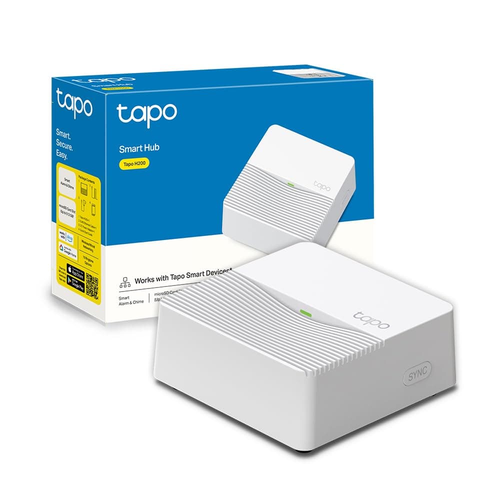 Tapo H200 Smart Hub con Suoneria, Centro Casa Intelligente,19 Suonerie, A Bassa Potenza, Allarme Intelligente, Plug & Play, Fino a 64 più 4 Dispositivi, Archiviazione MicroSD Locale, Alexa