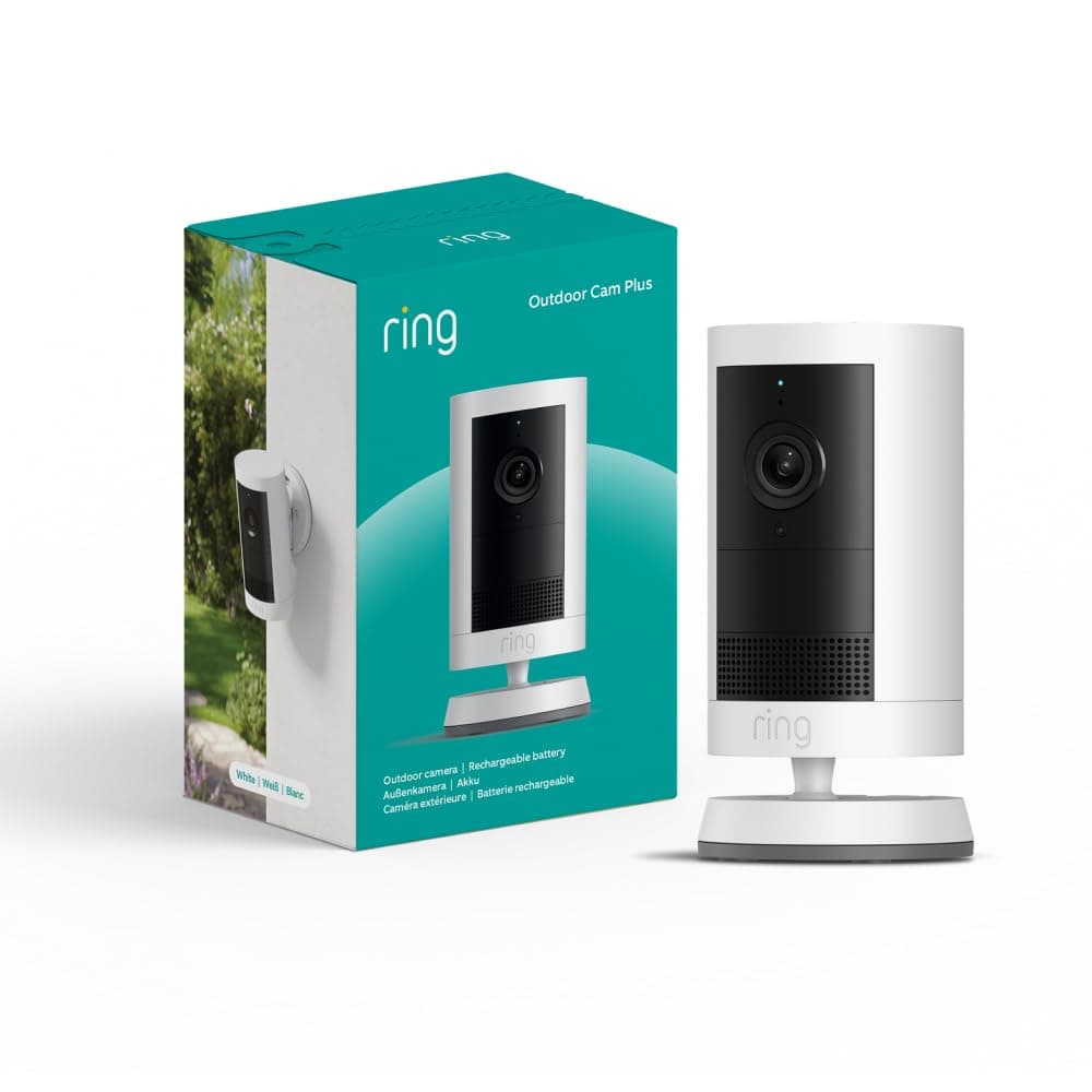 Ring Außenkamera Plus Akku (Outdoor Camera Plus neueste generation) | 2K-Weitwinkelvideo | Kabellose Überwachungskamera zur Selbstinstallation | 30-tägiger Gratiszeitraum für Ring-Abonnement
