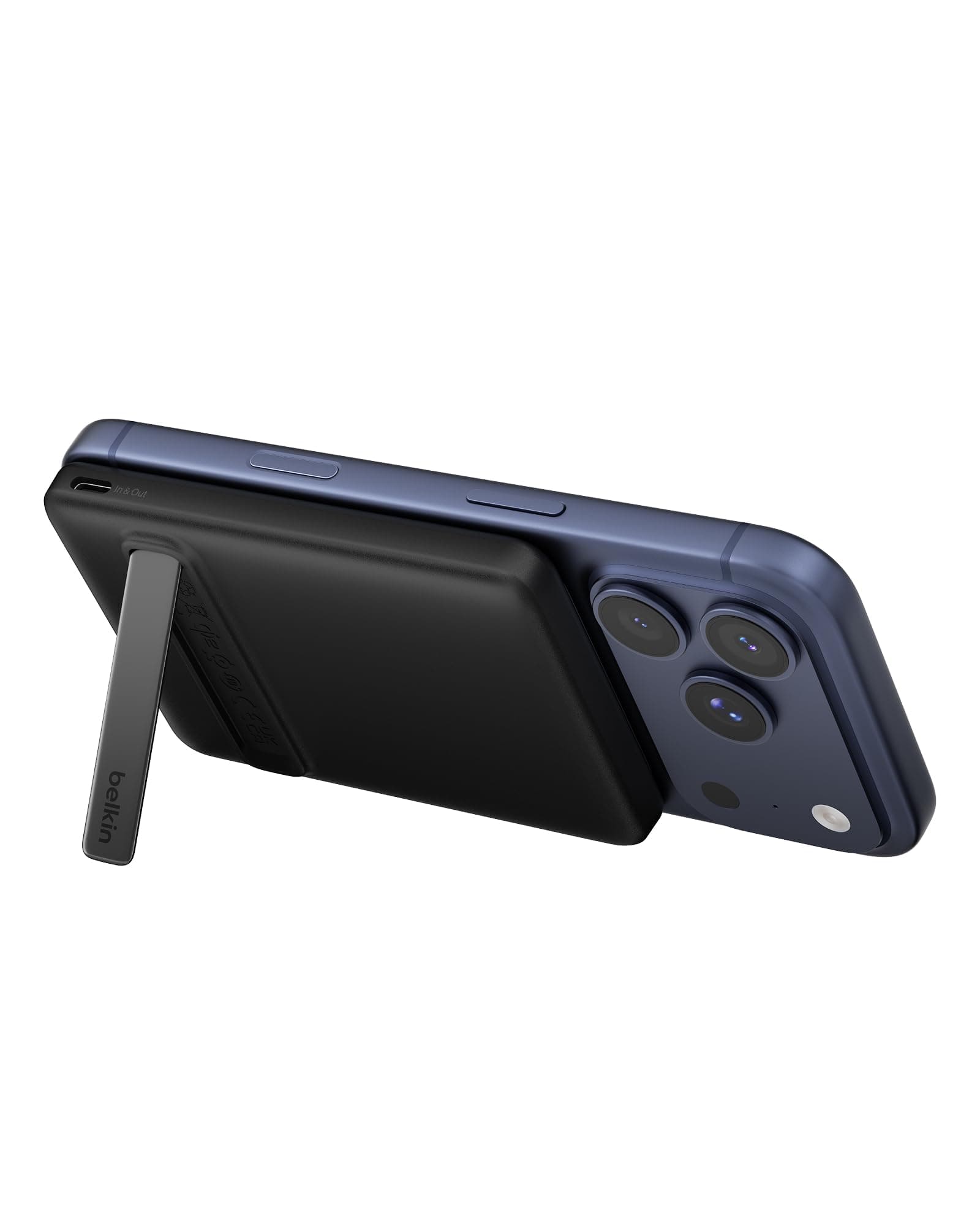 Belkin BoostCharge Power Bank Magnetico 5000mAh Qi2 15W, Caricatore Wireless con Supporto Estraibile, Cavo USBC Incluso, Caricatore Portatile per iPhone, AirPods, Samsung Galaxy, Pixelsnap, iPad, Nero