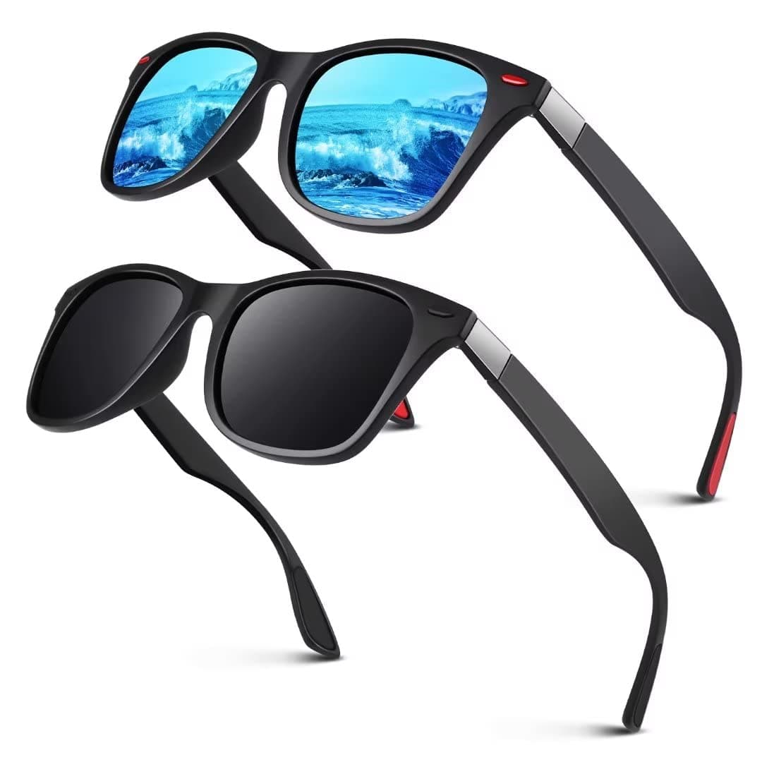 LINVO Lunettes de Soleil Homme Polarisées Vintage TR90 Mode Classiques Ultraléger Carrées 100% Protection UV400 Lunettes de Soleil