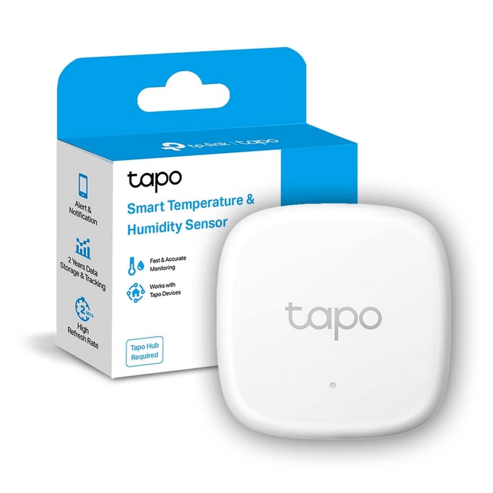 Tapo T310 Monitoraggio della Temperatura e Dell'umidità, Sensore di Fabbricazione Svizzera ad Alta Precisione, Accende/Spegne Automaticamente, Risparmiare Energia, Hub Obbligatorio