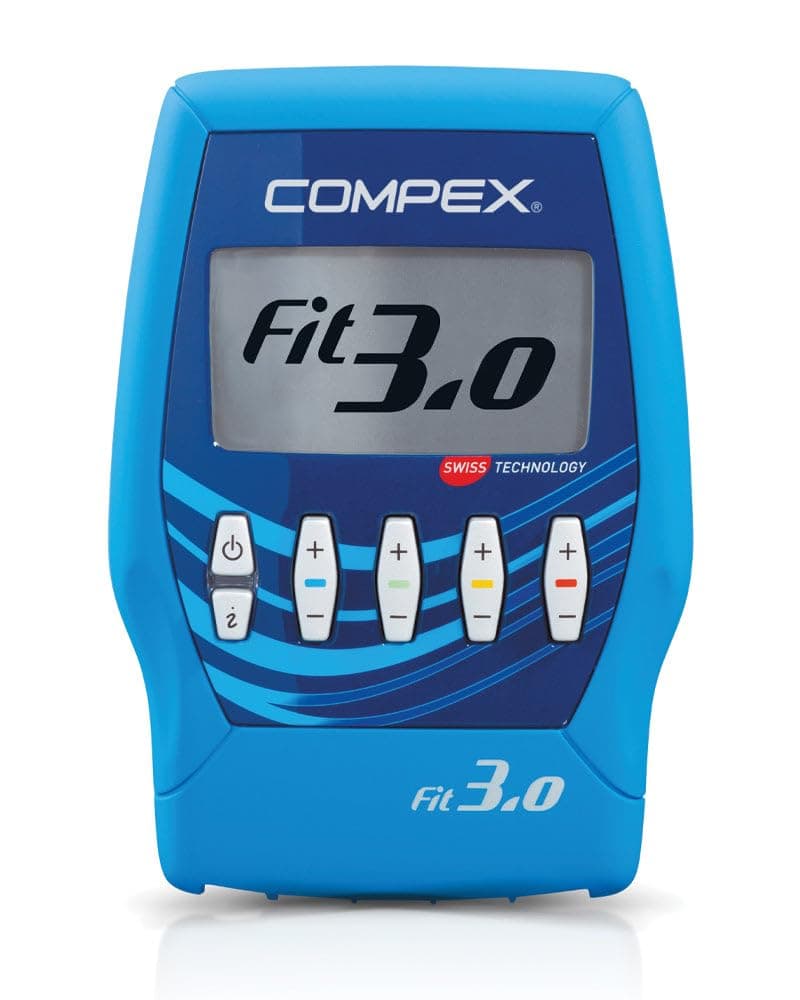 Compex FIT 3.0 - Electrostimulateur Musculaire EMS, TENS, Massage - 4 canaux indépendants, 999 Niveaux d'intensité, 20 programmes - Compatible Application Coach - Capteur MI Sensor - Bleu