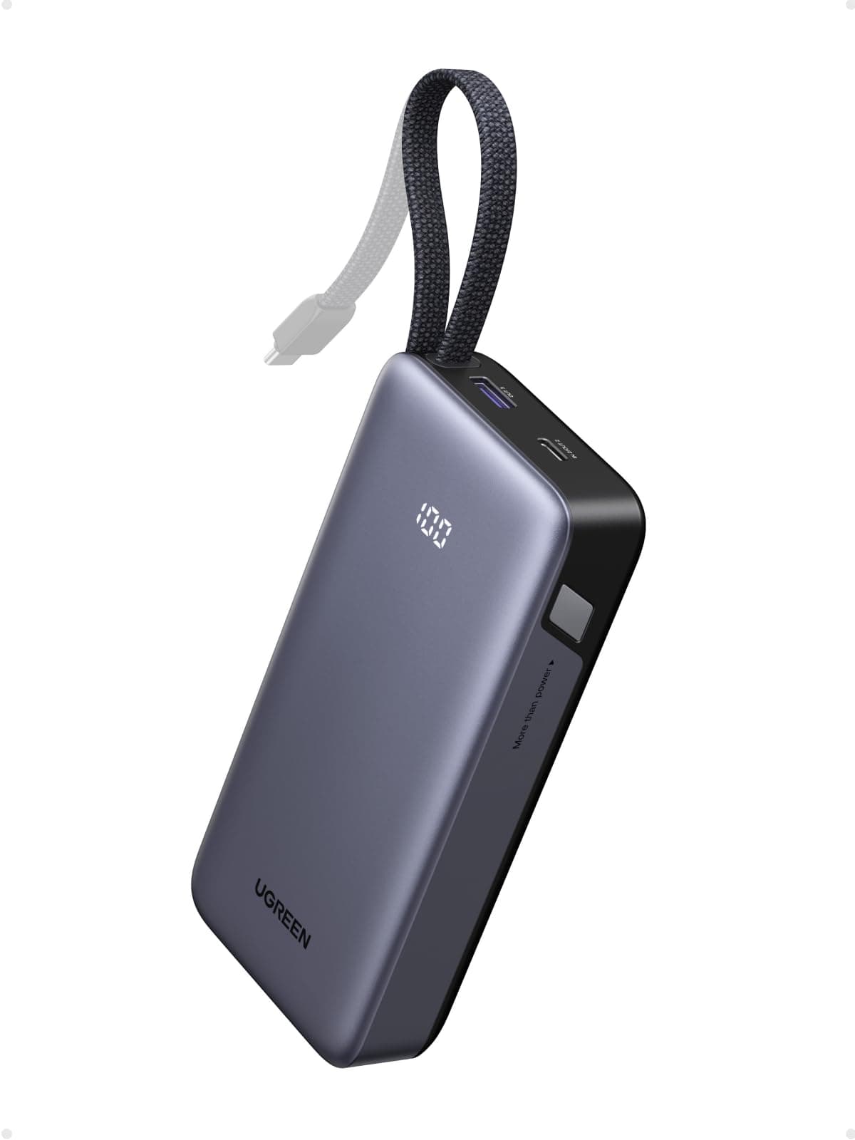 UGREEN Nexode 55W Batterie Externe 20000mAh CCC Power Bank Charge Rapide Câble USB C Intégré PD 45W LED Chargeur Portable PC Compatible avec Xiaomi Note 15 14 13 Poco M8 M7 iPhone 17 16 Galaxy S26 S25