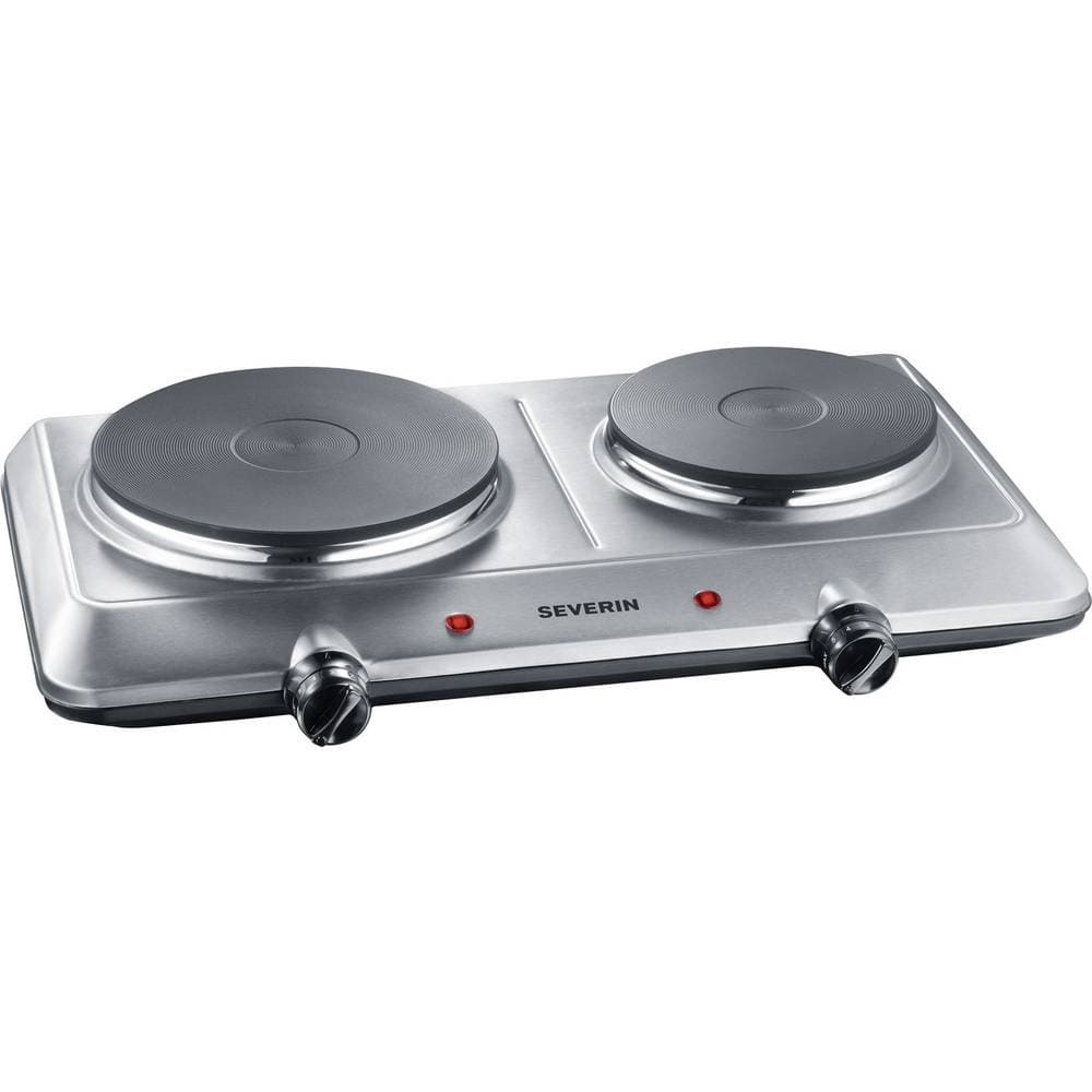 SEVERIN Fornello Elettrico Doppia Piastra, 2500 W, Regolazione Continua Temperatura, Acciaio Inox, 46 x 29 cm, Bianco - DK 1014