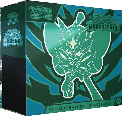 Pokémon Juego de Entrenador de Clase Mundial del expans. Escarlata y Violeta - Crepúsculo Enmascarado del GCC (1 Carta promoz. de Ogerpon Máscara Turquesa, 9 Sobres de Espuma y Accesorios Premium),
