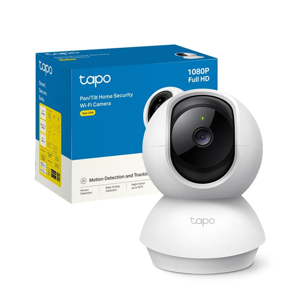 Tapo C200 FHD Telecamera WiFi Interno Videocamera Sorveglianza 360° PTZ | Telecamera per Bambini/Animali, Rilevamento/Tracciamento di Movimento, Allarme, Visione Notturna, Alexa, MicroSD fino a 512GB