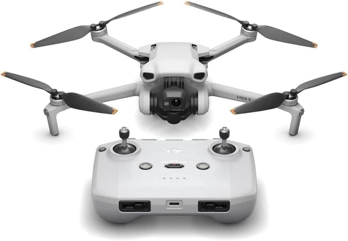 DJI Mini 3 – Mini drone con fotocamera leggero, stabilizzatore a 3 assi, video 4K HDR, autonomia 38 minuti, trasmissione video fino a 10 km, riprese verticali reali, return automatico GPS integrato