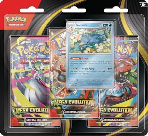 Pokémon TCG: Mega Evolution Triple Pack - Golduck (1 Folien-Promo-Karte & 3 Booster-Packs)