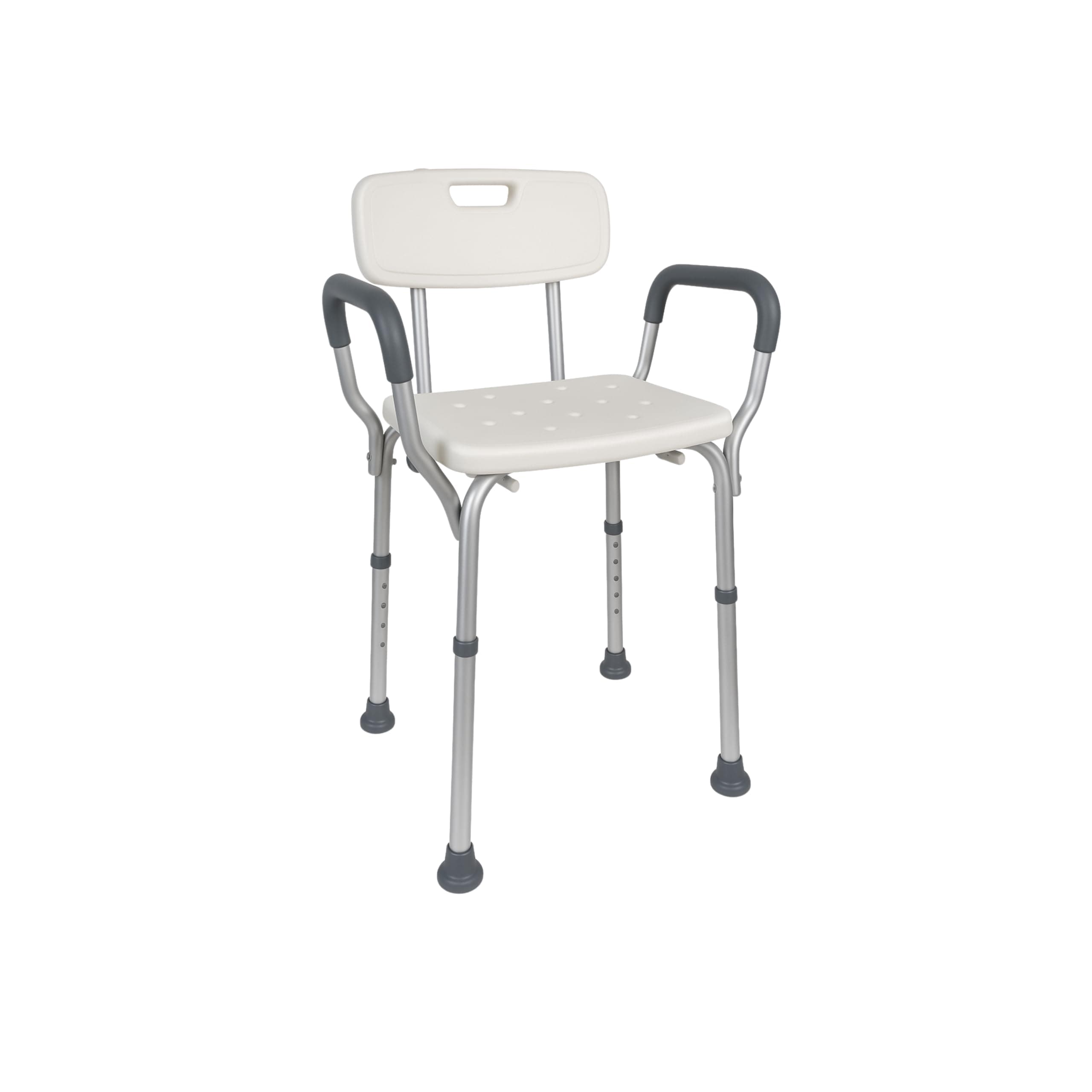 Mobiclinic, Sedia da doccia, Puerto, Marchio europeo, Disabili, Sgabello per anziani, Marcatura ce, Antiscivolo, Altezza regolabile, Sedile con fori acqua, Colore bianco