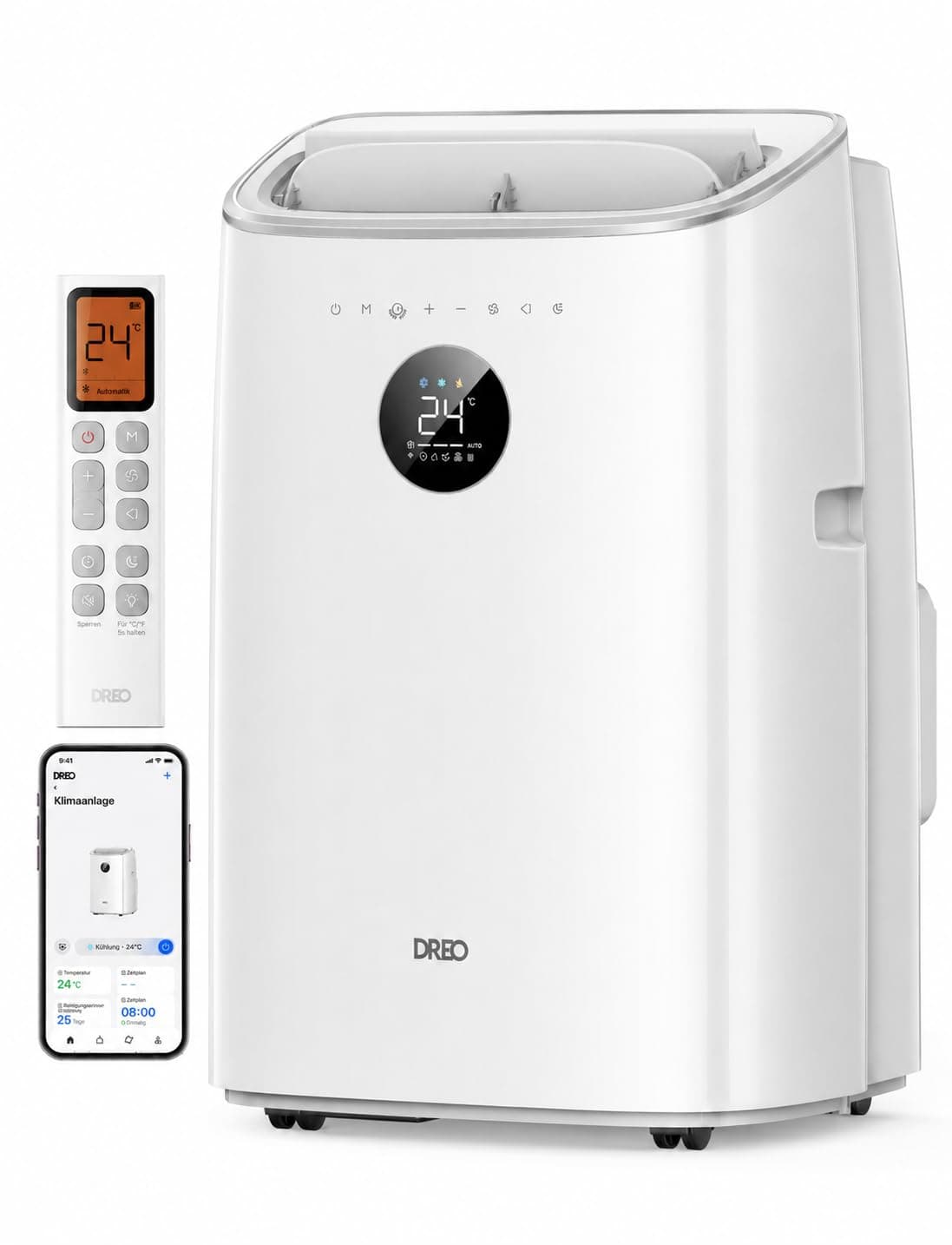 DREO Klimaanlage Mobil, 7.500 BTU Mobiles Klimagerät für Schlafzimmer & Büro, 3-in-1 Kühlen/Ventilieren/Entfeuchten, App-/Sprachsteuerung/Fernbedienung, drainagefrei, Fenster-Set, 2,5 L/h, AC318S