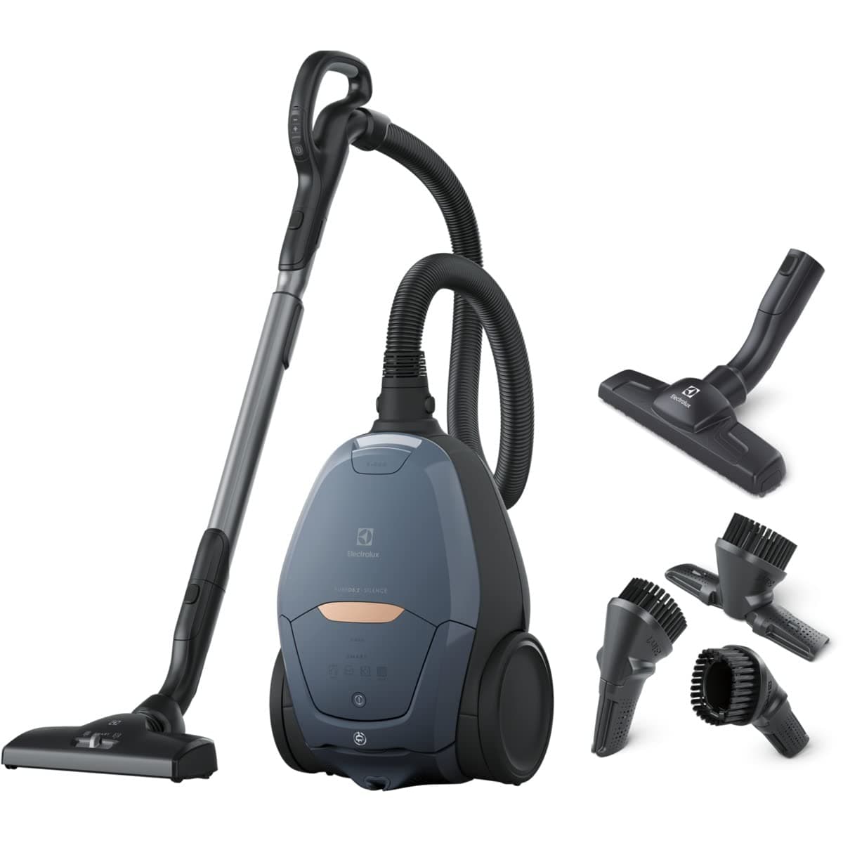 Electrolux Pure D8 Aspirateur Traineau avec Sac PD82-8DB Bleu Denim | Commandes à Distance, Ultra Silencieux, 57dB, Puissance Automatique Intelligente, Poignée avec Commandes et Affichage LED,