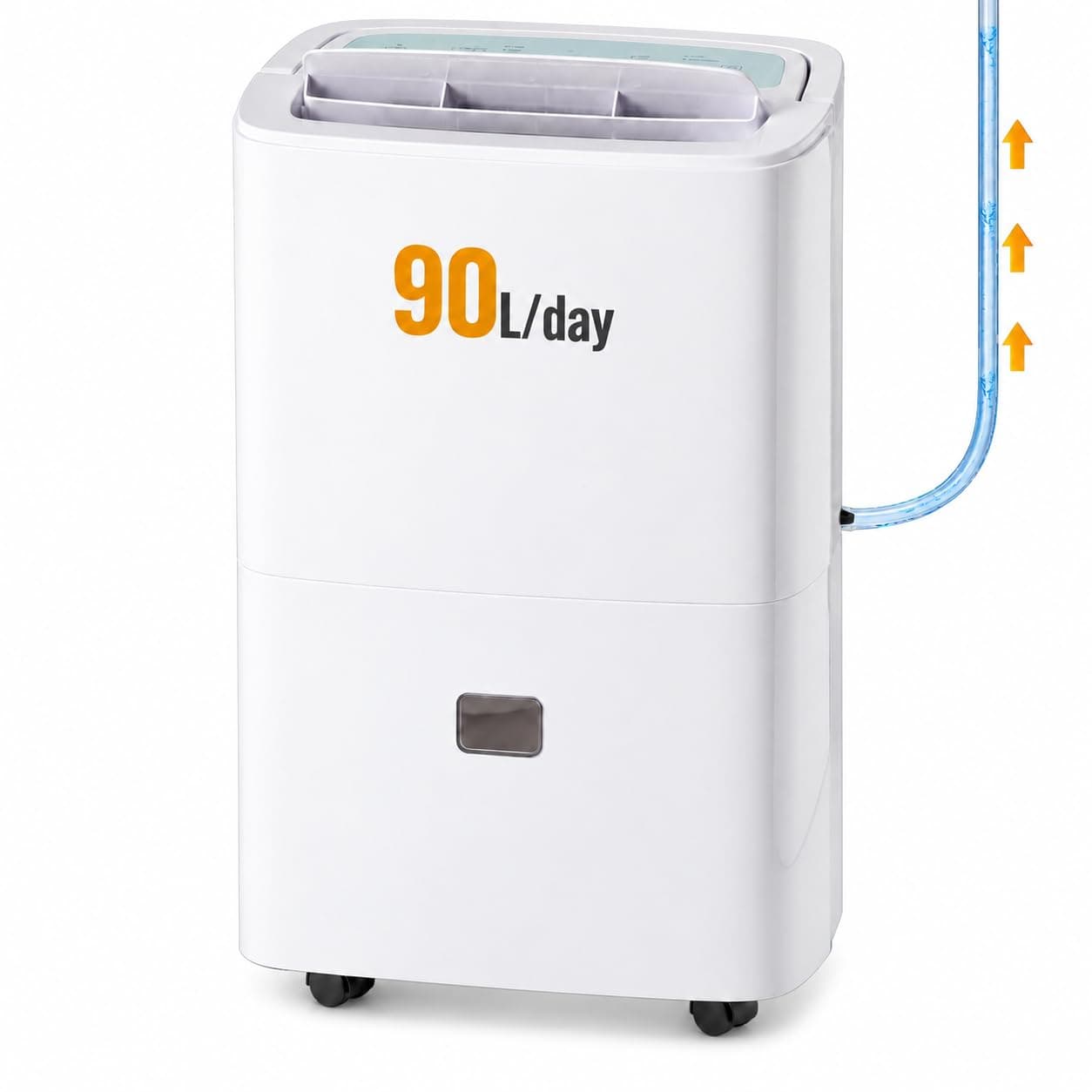 Deumidificatore professionale 90 L/giorno con pompa per spazi fino a 240 m² | Deumidificatore industriale per casa e cantina, con uscita oscillante per aiutare ad asciugare il bucato e tre modalità di sc