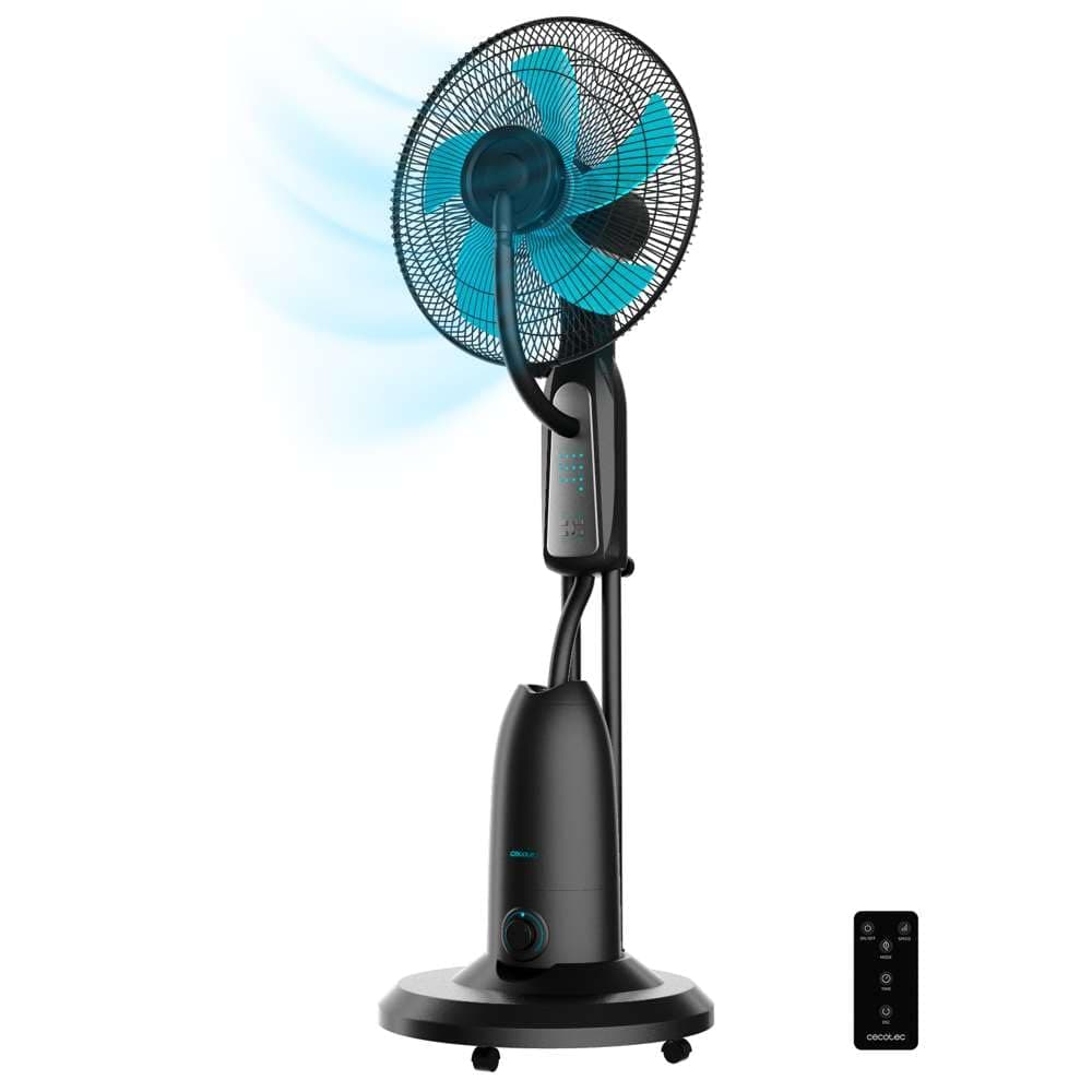 Cecotec - Ventilateur Nébuliseur EnergySilence 490 Freshessence - 90 W, Diamètre 40 cm, Capacité de 2,8 L, Oscillation Automatique et Télécommande, 3 Vitesses et 3 Modes, Minuterie Programmable