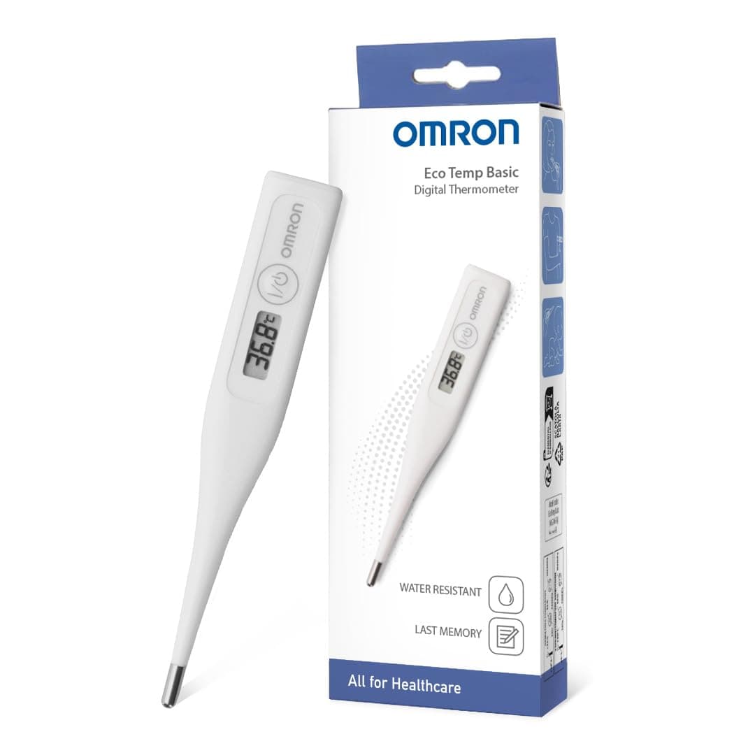 OMRON Eco Temp Basic Termómetro digital – Termómetro para bebé y adultos con punta redondeada para mayor comodidad. Termómetro simple y fiable