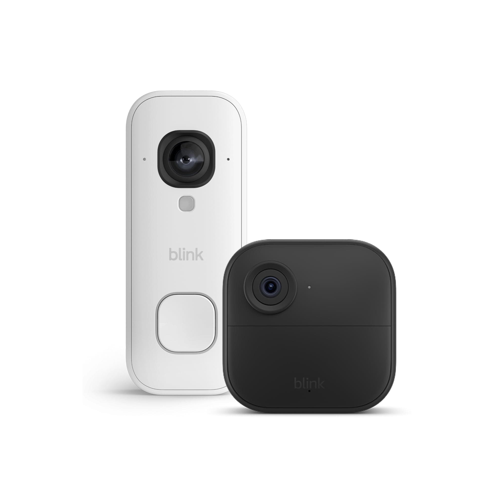 Blink Outdoor 4 Kamera (Außenkamera) mit Blink Videotürklingel 2K+ (festverdrahtet, neueste Gen.), Weiß, inkl. Sync Module Core