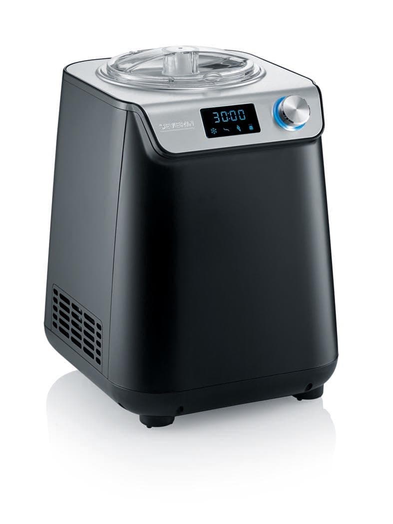 SEVERIN Gelatiera 2in1 Compatta, 1,2 Litri, 135W, Autorefrigerante, Funzione Yogurt, Ricettario Incluso, Display LED, Mantenimento Caldo, 25,0 x 28,0 x 35,5 cm, Nero Opaco - EZ 7407