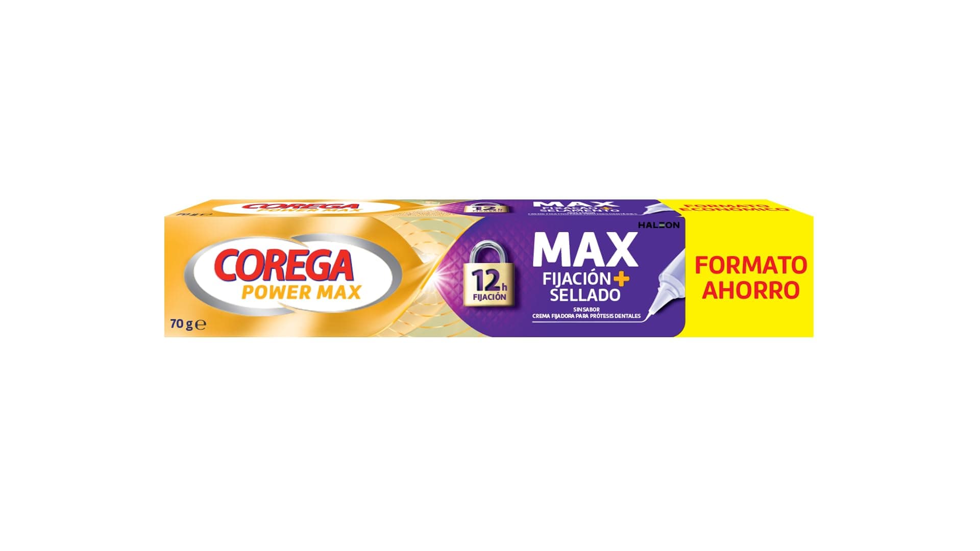 Corega Max Fijación + Sellado, Crema Fijadora Para Prótesis Dentales, Hasta 12 Horas de Fijación, 70 g