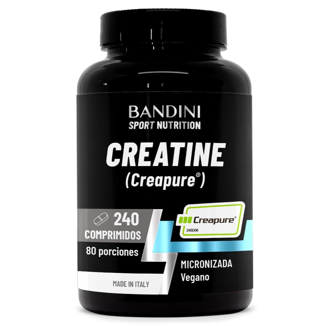 Bandini® Creatine CREAPURE® Monohidrato 240 Comprimidos - Suplemento para Entrenamiento, Deporte, Gimnasio y Pre-Entrenamiento - 100% Vegano - A Base de Monohidrato de Creatina para ATP y Recuperación
