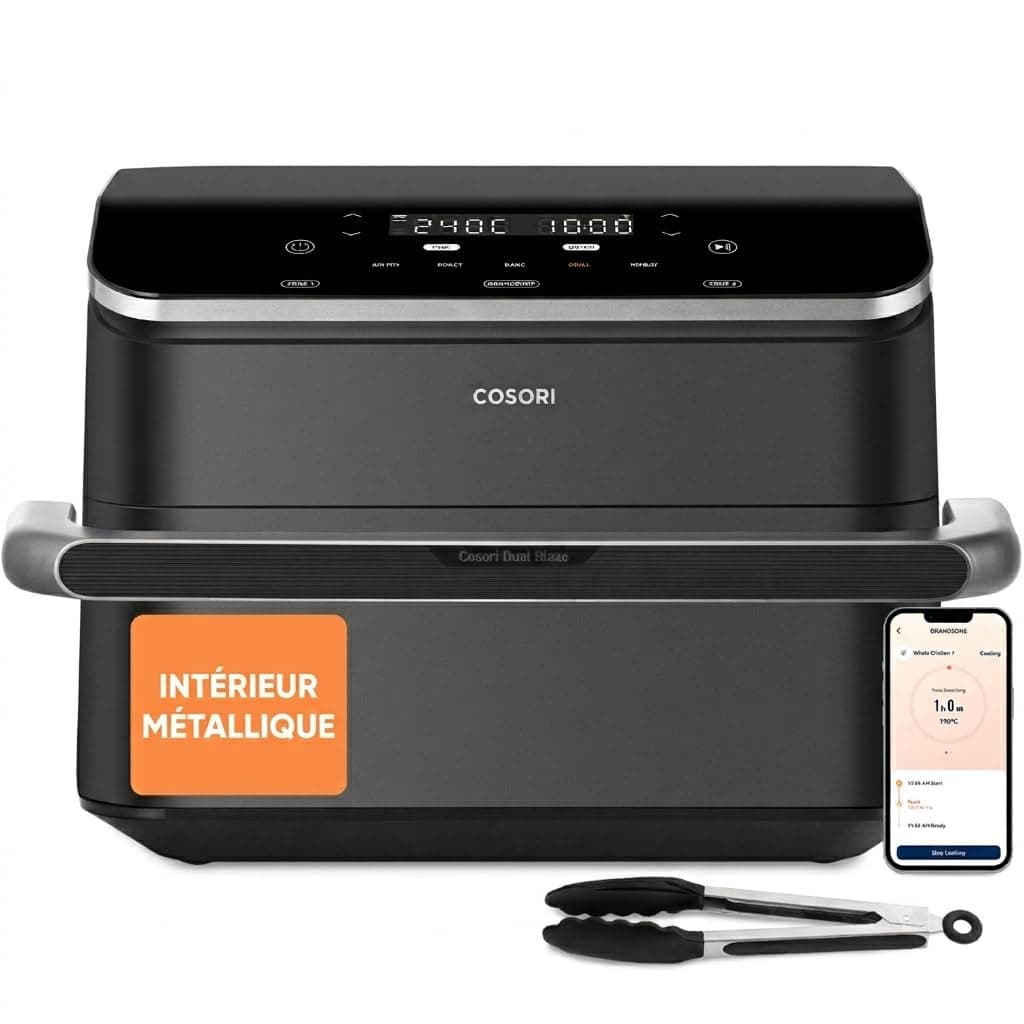 Cosori Air fryer Twinfry 10L Double Résistance | Grande Capacité, Dual Zone avec Séparateur Amovible, Cuisson Optimale, 40℃-240℃, 70 Recettes en Ligne,Noir
