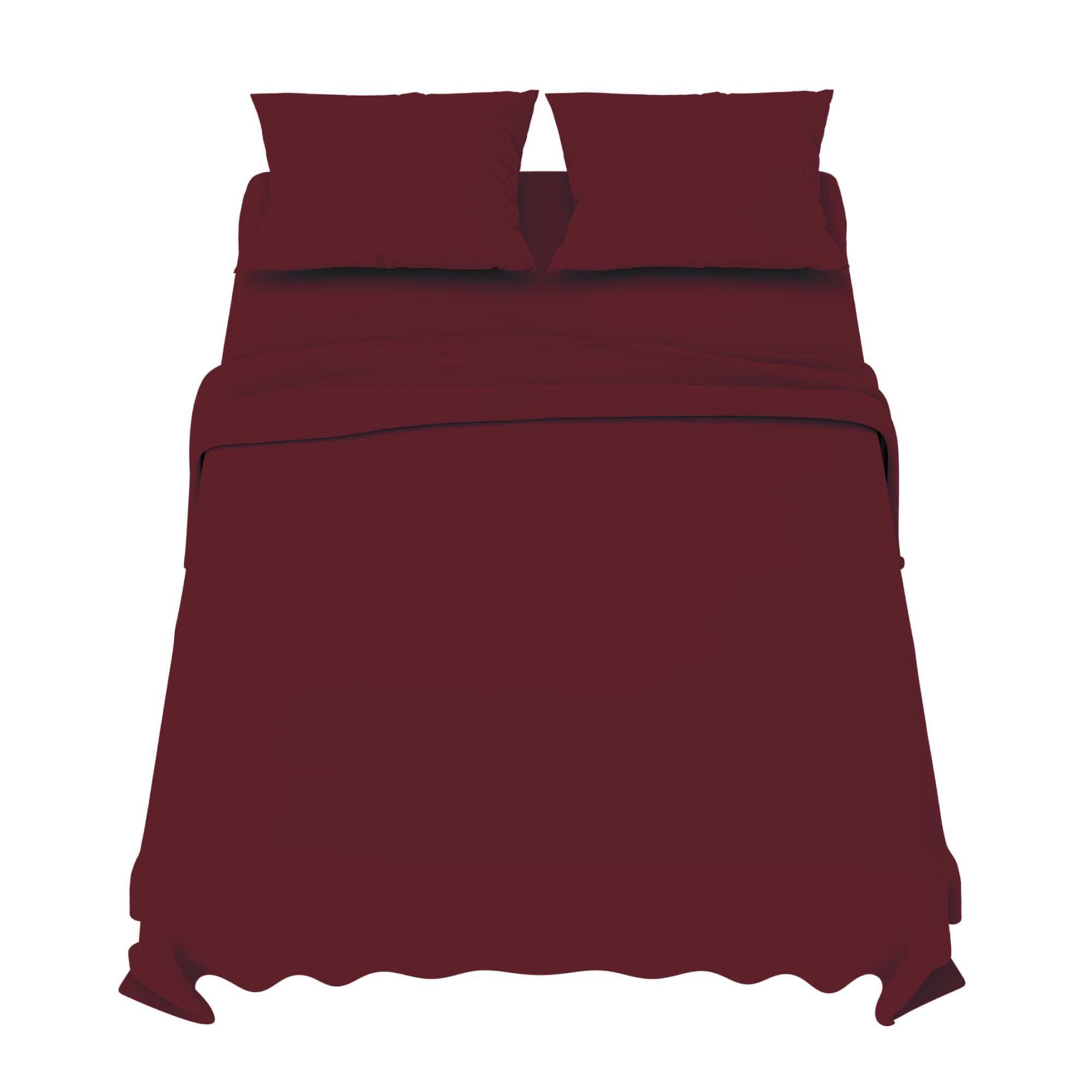 Dreamzie Parure de Lit 160x200 cm - Linge de Lit 4 Pièces en Microfibre Doux - Drap Housse 160x200 - Drap Plat 2 Personnes 240x280-2 Taies Oreiller 50x80 - Certifié Oeko Tex - Bordeaux