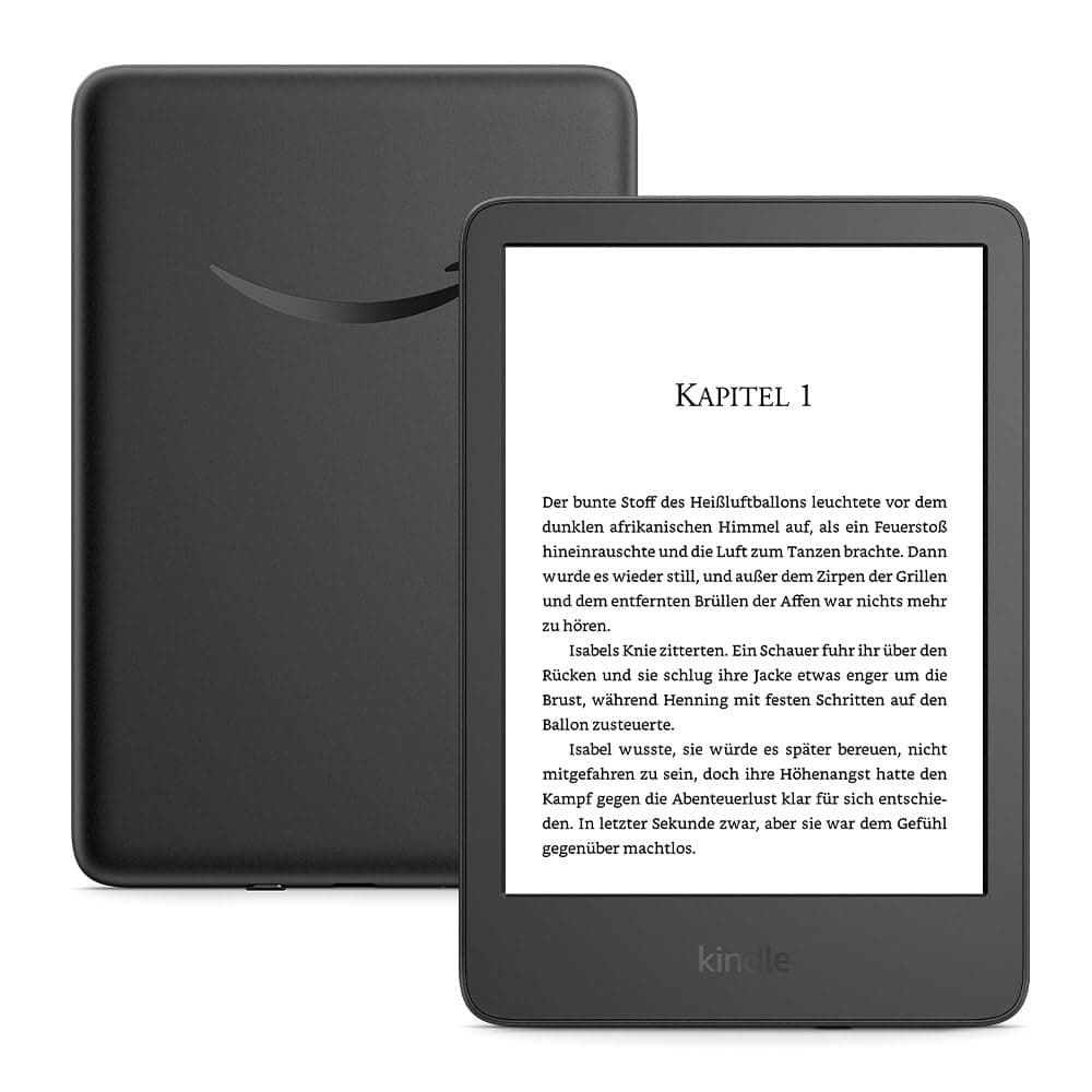 Amazon Kindle (neueste Generation) – Der leichteste und kompakteste Kindle, mit blendfreiem Bildschirm, schnellerem Umblättern und anpassbarem Frontlicht– 16 GB – ohne Werbung – schwarz