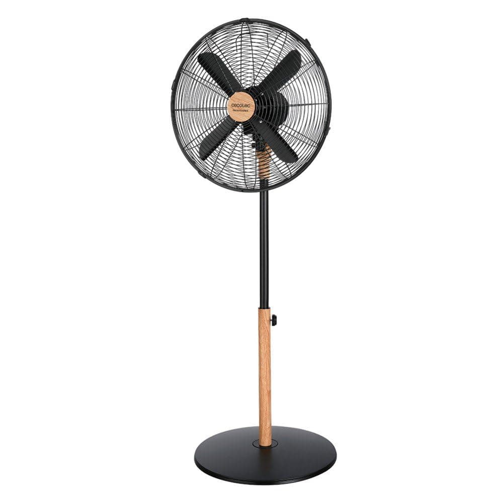 Cecotec Ventilateur sur Pied EnergySilence 600 Woodstyle, 50 W, Finition Bois, Diamètre 16", 4 Pales, 3 Vitesses, Oscillation, Réglable en Hauteur, Sécurité Maximale