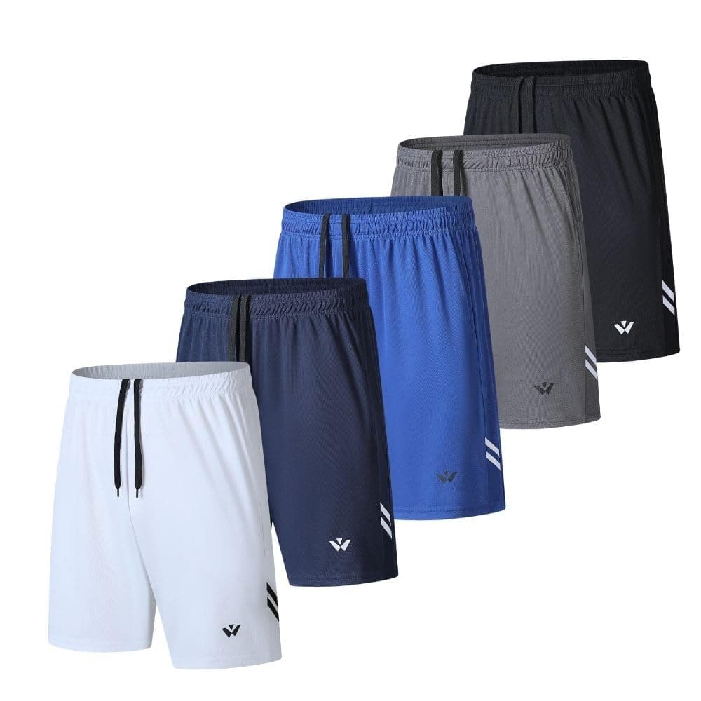 fovdtaa Lot de 5 shorts de sport pour homme avec poches et taille élastique, séchage rapide, shorts de course à pied
