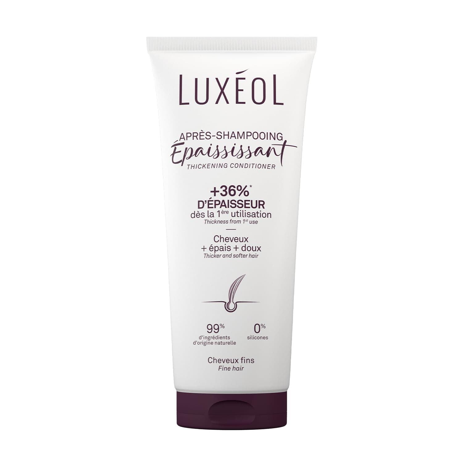 LUXÉOL - Après-Shampooing Épaississant - Augmente le diamètre des cheveux* | Efficacité Prouvée - +36% d'Épaisseur dès la 1ère utilisation* - Sans Silicones - Fabriqué en France - 200 ml