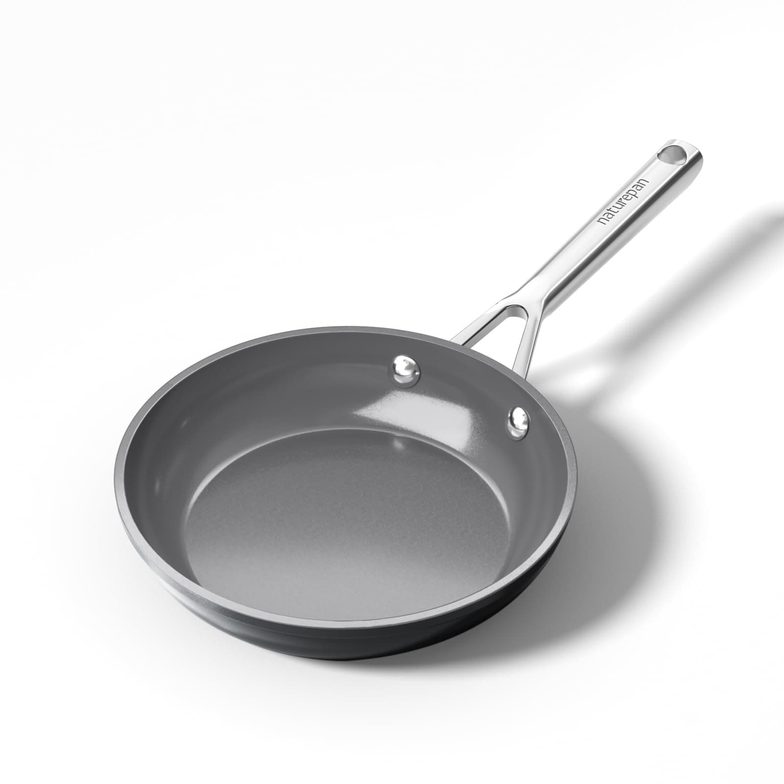 naturepan DiamondTitan Sartén Cerámica 20 cm, Antiadherente para Todas Cocinas, Sin PTFE PFAS PFOA, Aptas para Horno, Lavavajillas con Mango que Permanece Frío (Gris)
