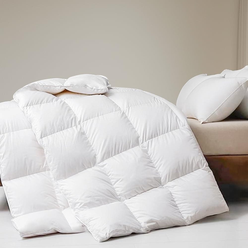DWR Edredon Cama 180/200,Edredón de Plumas y Plumón 240x260 cm,Calor Medio para 4 Estaciones 300gr/㎡,100% Algodón,Suave, Transpirable,Certificado Oeko-Tex y RDS, Blanco
