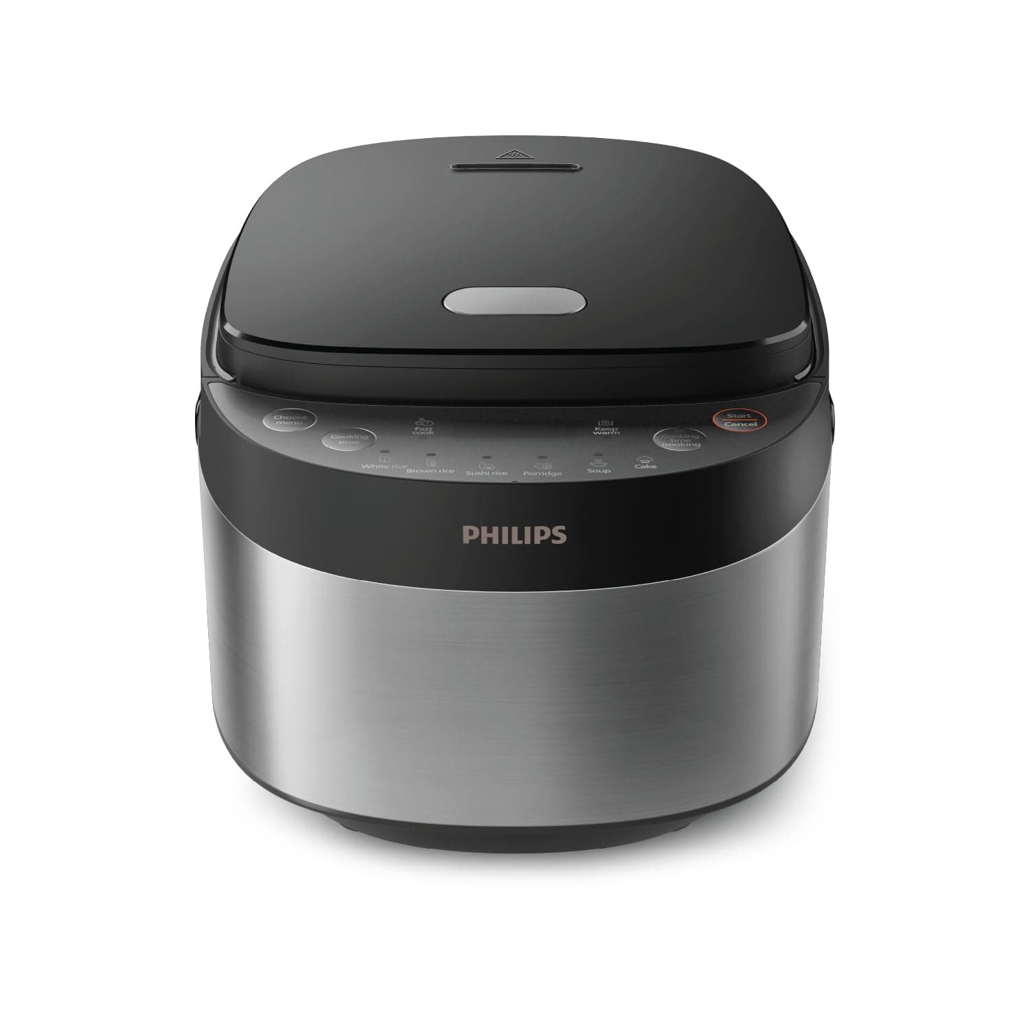 Philips Arrocera Serie 3000 - Compacta 0,85 l, 8 menús automáticos, olla antiadherente de 4 capas, cocción rápida en 30 minutos, diseño negro y plateado (HD3093/80)