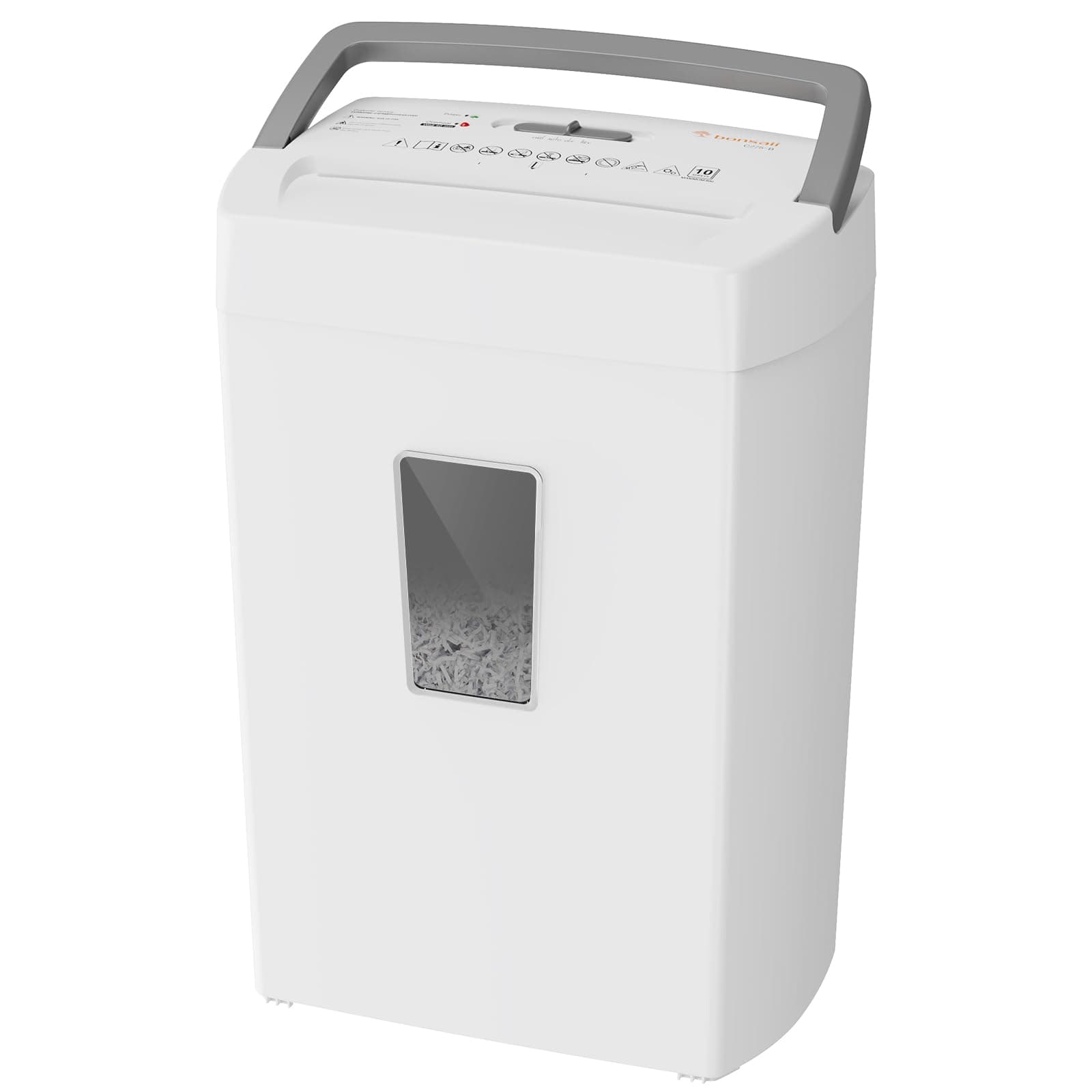 Bonsaii Destructora de Documentos 10 Hojas P4, Trituradora Microcorte con Contenedor 21L, Sistema Anti-Atascos y Protección Térmica para Oficina/Hogar, C275-B