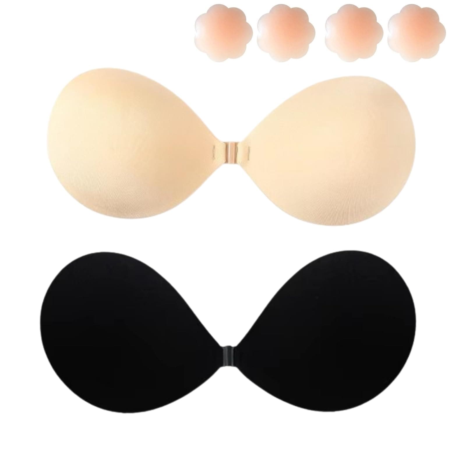 Dresmannst Reggiseno Push Up Senza Spalline per Schiena Scoperta Invisibile Reggiseni con 4 Copri Capezzoli Adesivi Coppe Adesive Seno Sticky Women Bra