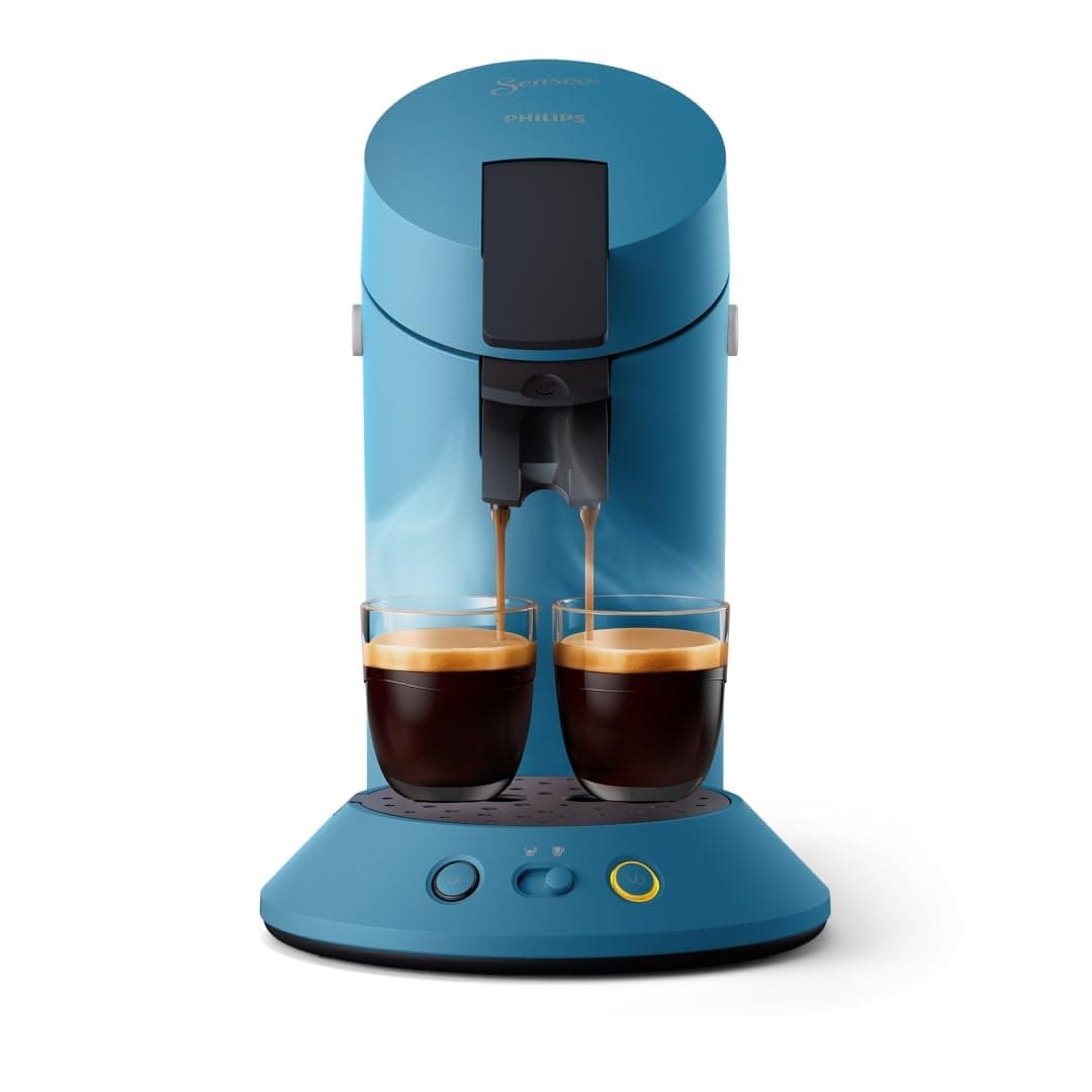 PHILIPS SENSEO Original Plus cafetière à dosette, 2 tasses, Bleu Paon | Coffee Boost Senseo 45 buses d'arôme, Sélection de l'intensité, Crema Plus, Plastique recyclé, Design moderne (CSA210/00)