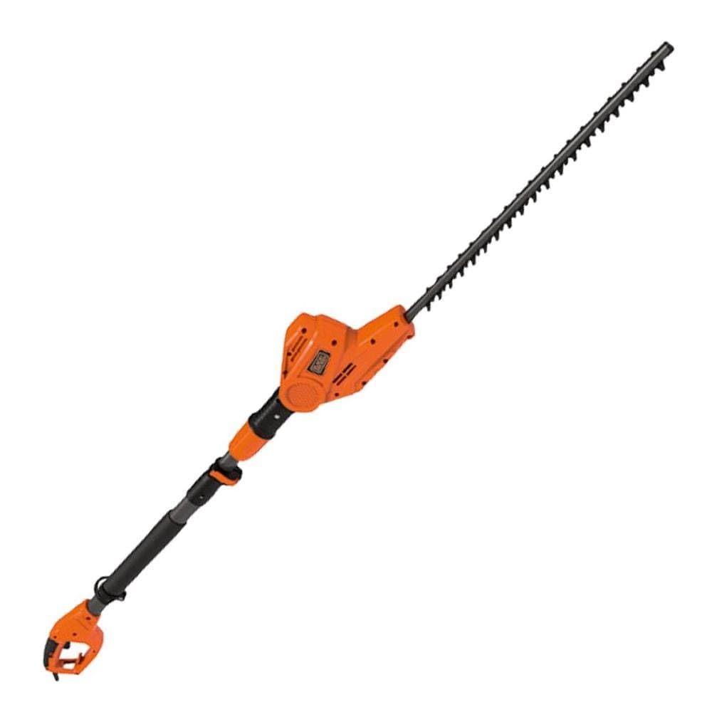 BLACK+DECKER Taille-Haies Sur Perche Filaire 550W, Taille-Haies Electrique 51 cm avec Lame Asymétrique, Manche Télescopique, Tête Pivotante et Double Interrupteur, Ecartement 22 mm, PH5551-QS Noir/Orange