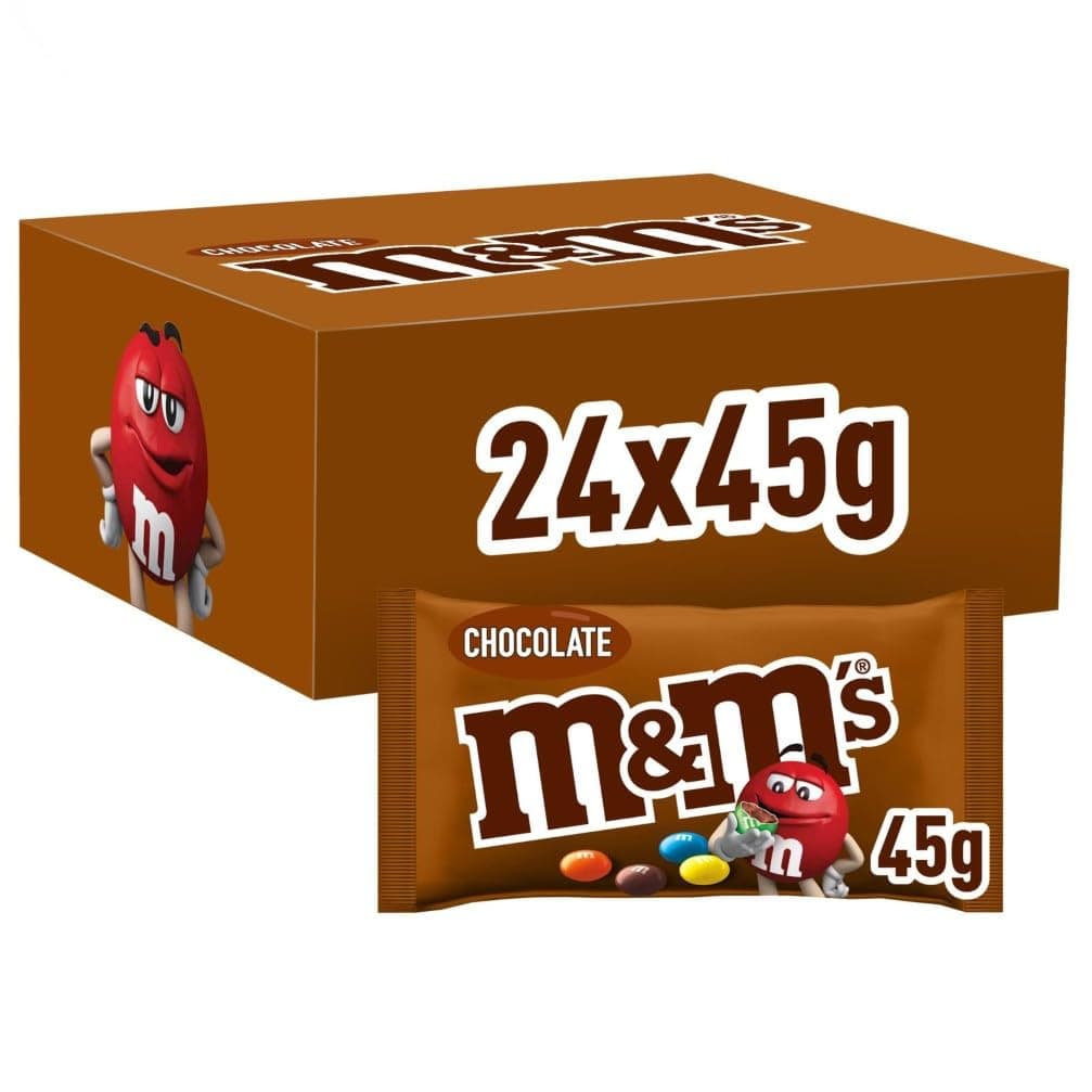 M&Ms Chocolate Grageas De Colores Con Leche Caja De 24 Bolsas De 45g | Grageas Crujientes De Chocolate Con Leche El Snack Perfecto Para Compartir En Fiestas Reuniones O Momentos De Cine