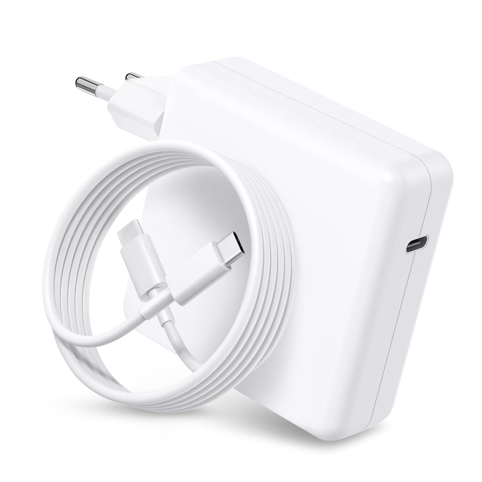 Chargeur USB-C Rapide 100 W Compatible avec MacBook Air Pro M1 M2 M3 M4, 13/14/15/16 Pouces, 14/16 Pouces Pro Max, Adaptateur de Voyage pour Ordinateur Portable Type-C avec câble de 1,8 m