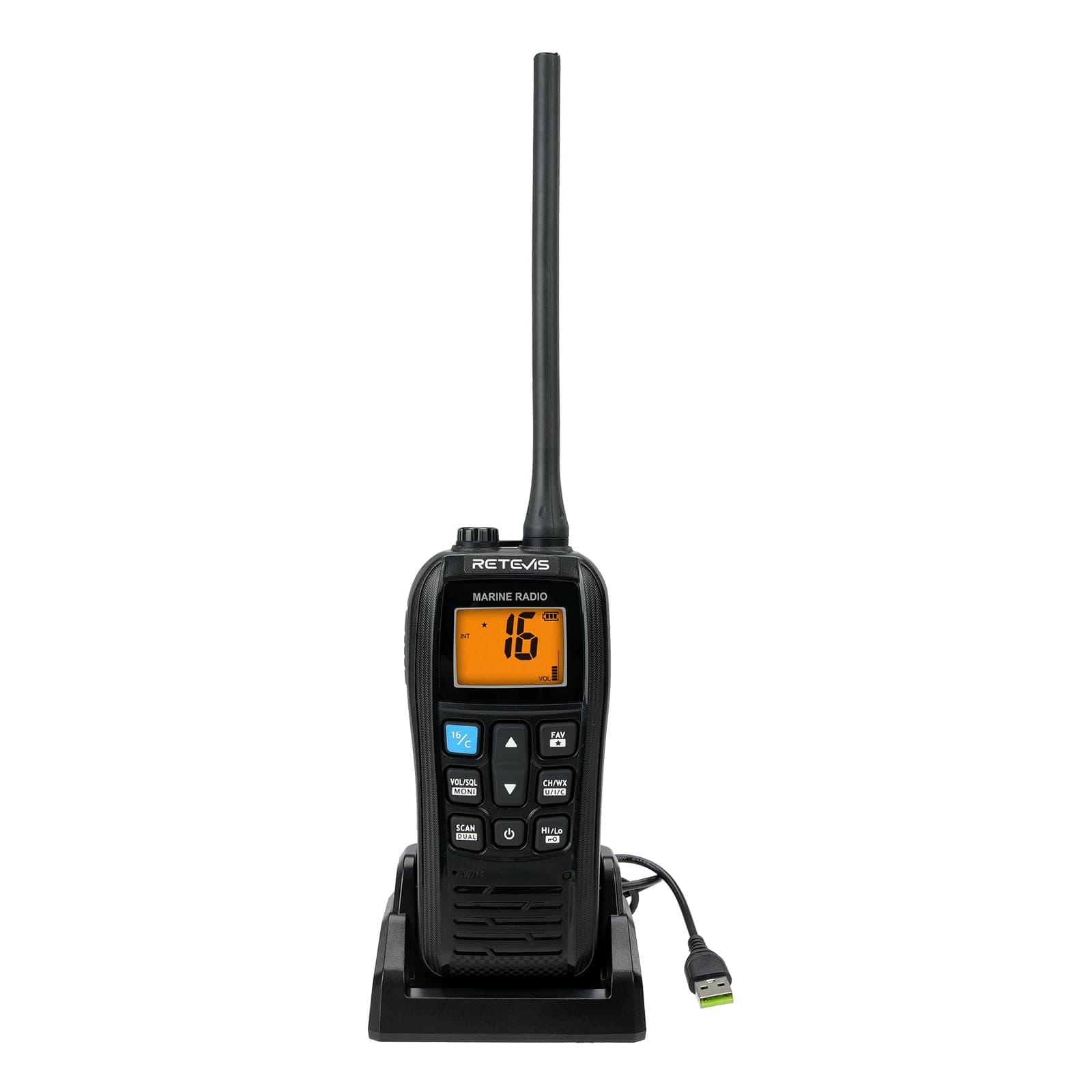 Retevis RM22 VHF Radio Marine, IP67 étanche Talkie Walkie, Flottante, 2200 mAh, 88 Canaux, Audio 900 MW, Radio Bidirectionnelle Marin Longue Portée pour Kayak, Pêche, Voile (Noir, 1 Pièce)