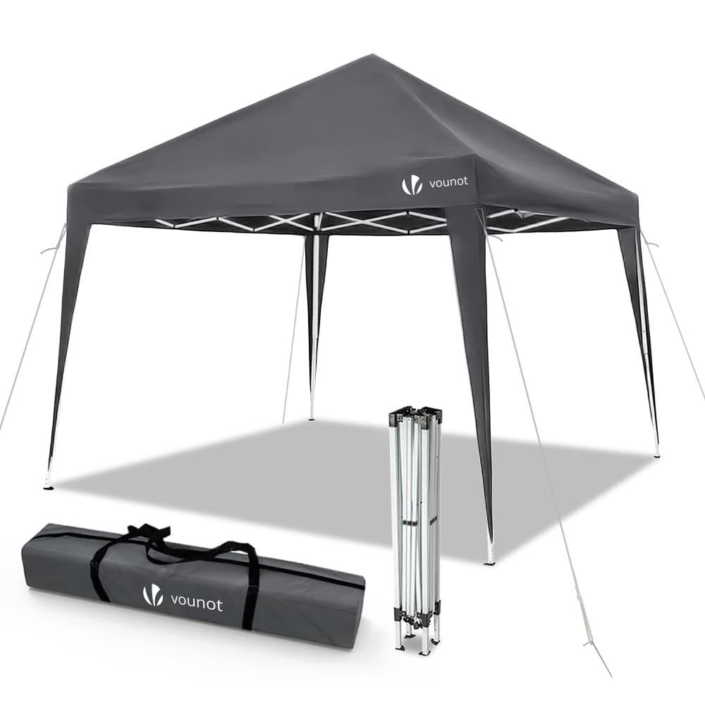 VOUNOT® Tonnelle de Jardin 3x3m Pliable Tente Pliante de Jardin Rapide à Installer Auvent Pliable pour Camping Festival Plage Jardins Inclus Sac de Transport et Sac de Sable Gris