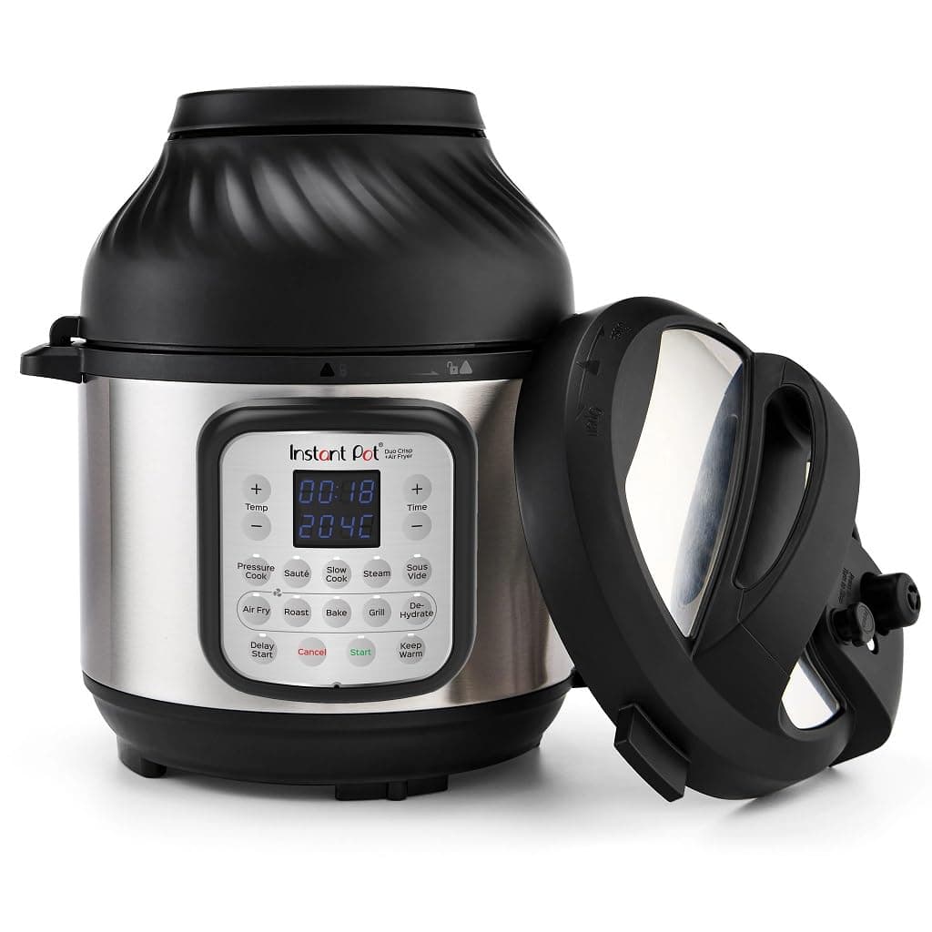 Instant Pot Duo Crisp + Air 11 en 1 Olla a Presión Multiusos y Freidora de Aire con Función de Vaporera, Deshidratadora, Parrilla y Cocción Lenta, 5.7 l, Color Plata, Acero inoxidable