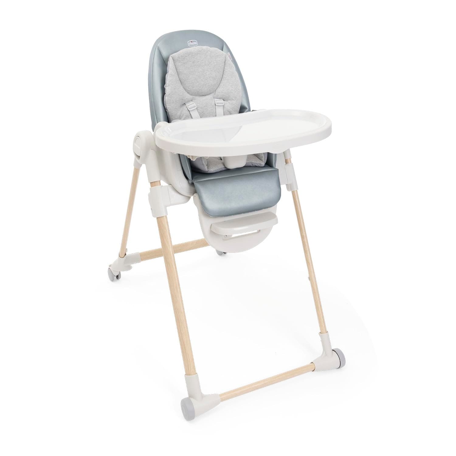 Chicco Polly Armonia Seggiolone Evolutivo Pappa per Bambini da 0 Mesi a 40 kg, Sedia Evolutiva, Seggiolone Reclinabile a Sdraietta con Altezza e Poggiapiedi Regolabili, 4 Ruote, Compatto, Verde