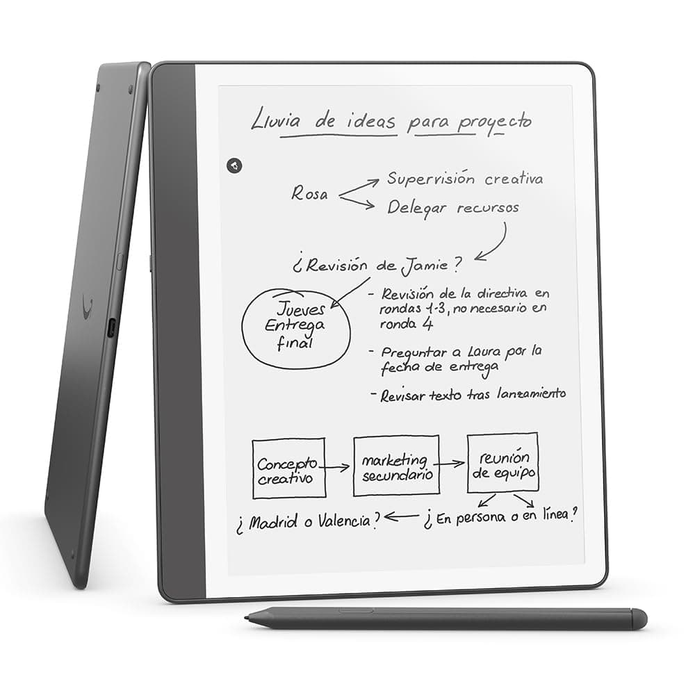Amazon Kindle Scribe (32 GB) | Pantalla rediseñada con bordes uniformes. Escribe a mano sobre tus libros y documentos | Lápiz prémium | Gris tungsteno