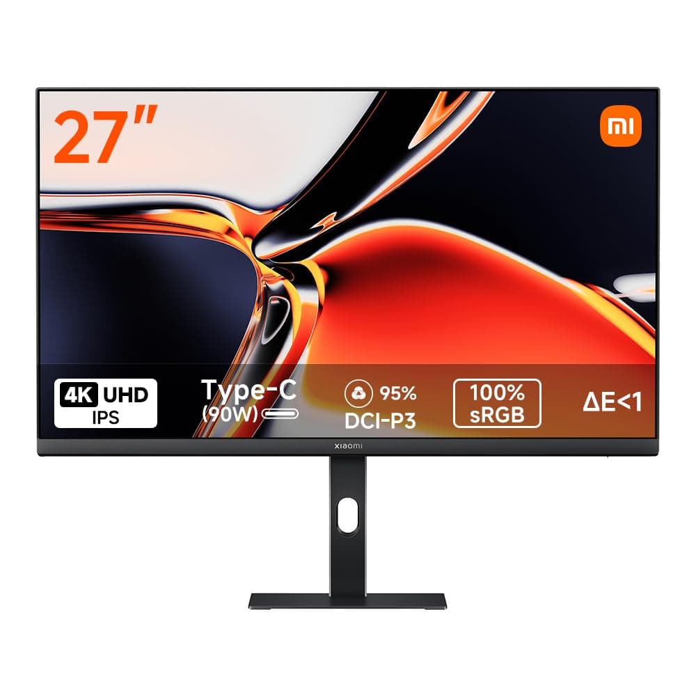 XIAOMI A27Ui Monitor UHD 4K de 27 Pulgadas, IPS, HDR10, 100% sRGB, 95% DCI-P3, Carga Inversa de 90W, Certificación TÜV Low Blue Light (3840 x 2160/HDMI 2.0/DP 1.4/Type-C 90W Output)